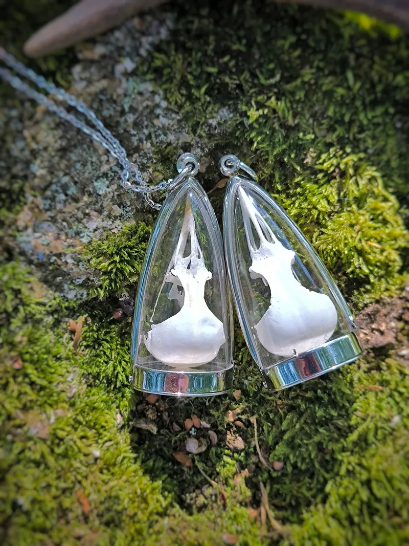 Pendentif crâne de grive, handmade gothic jewelry