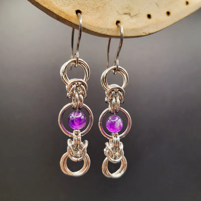 Boucles d'oreilles chainmaille Isca — Longue, handmade gothic jewelry (2)