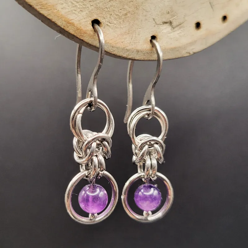 Boucles d'oreilles chainmaille Isca, handmade gothic jewelry
