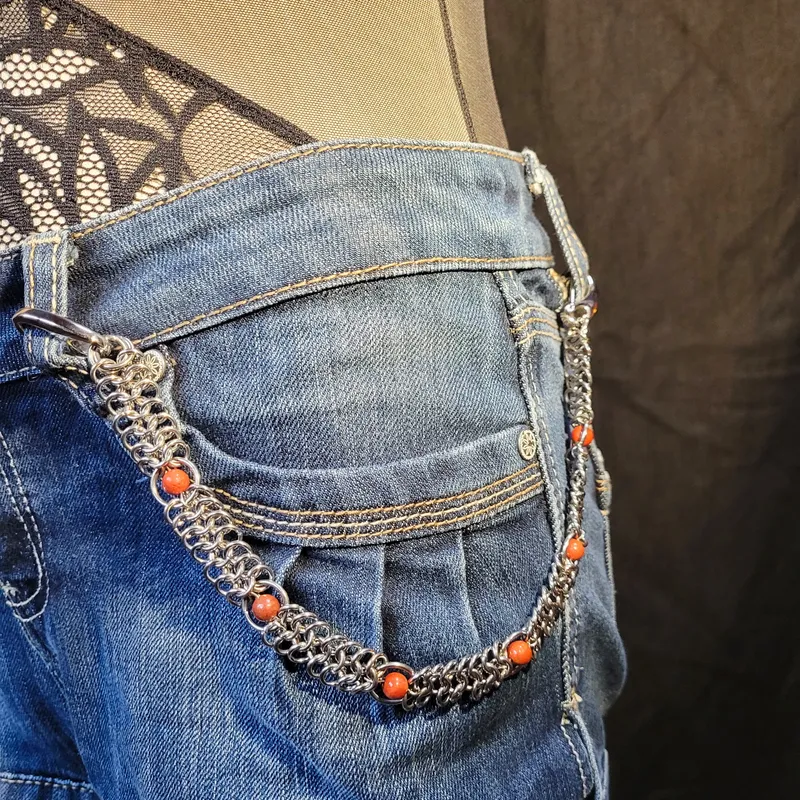 Chaîne de pantalon chainmaille Fenn - Courte, bijou gothique fait main