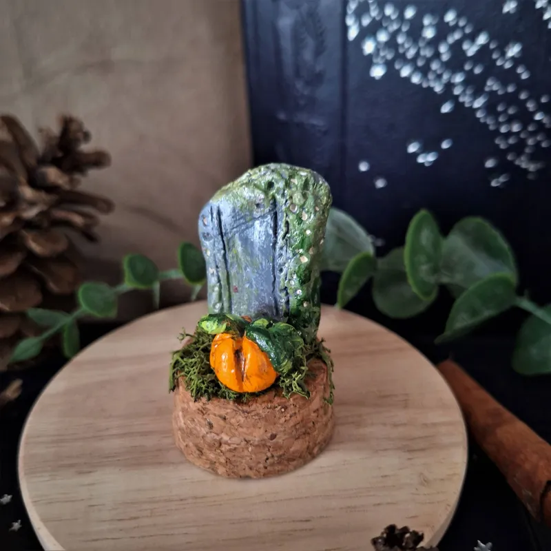 Cloche Pierre tombale : modèle citrouille, handmade gothic home decor (2)