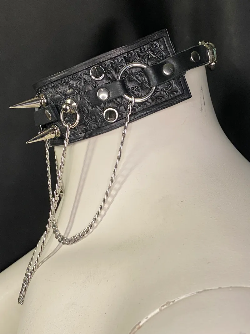 Choker en cuir noir – Sceau infernal — 2
