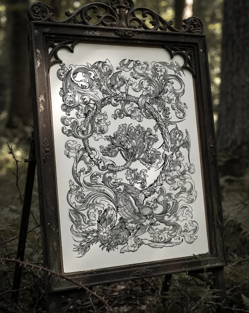Illustration gravure « Strix Silvestris »