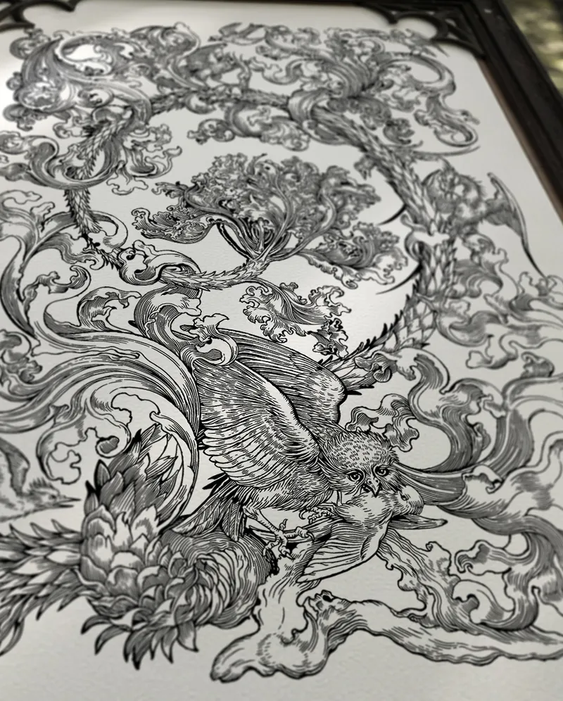 Illustration gravure « Strix Silvestris » — 2