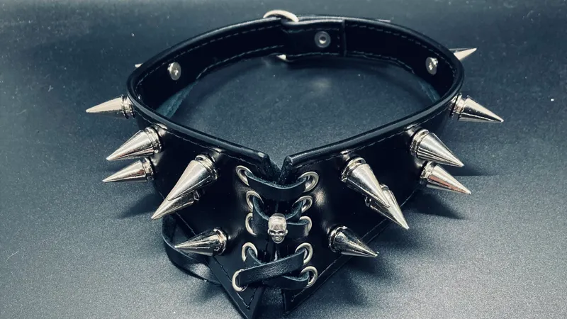 Black Leather Choker | Spiked Choker | Black leather collar  — 2