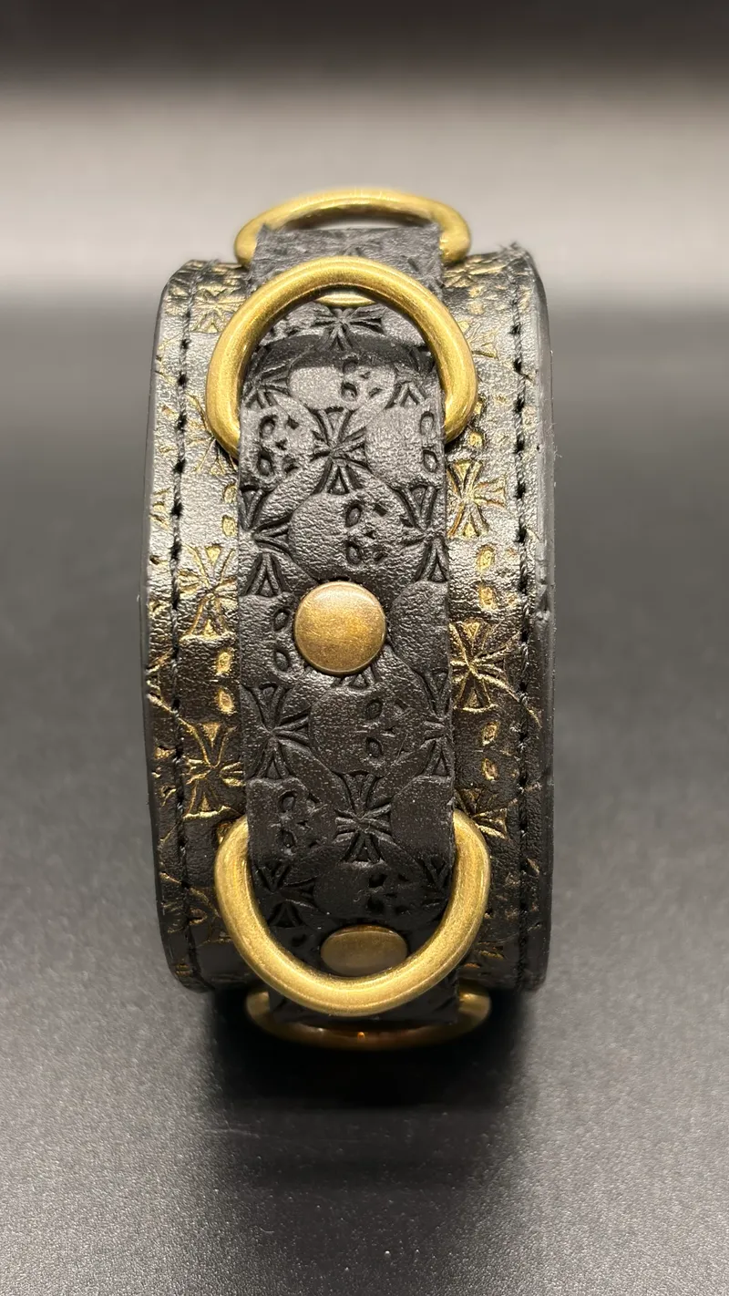 Skull Leather Bracelet | Black gold Leather — 2