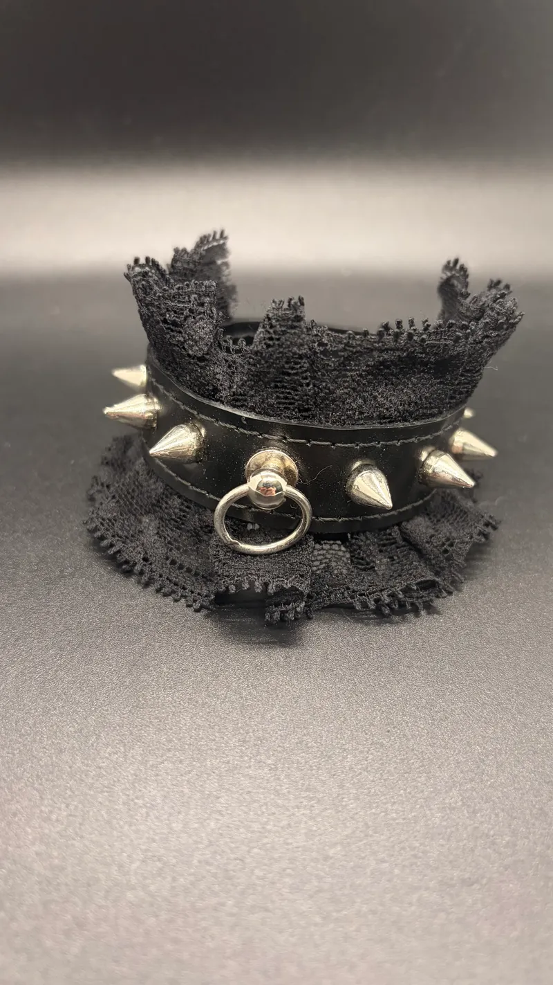Lace Leather Bracelet | Spiked Bracelet, bijou gothique fait main