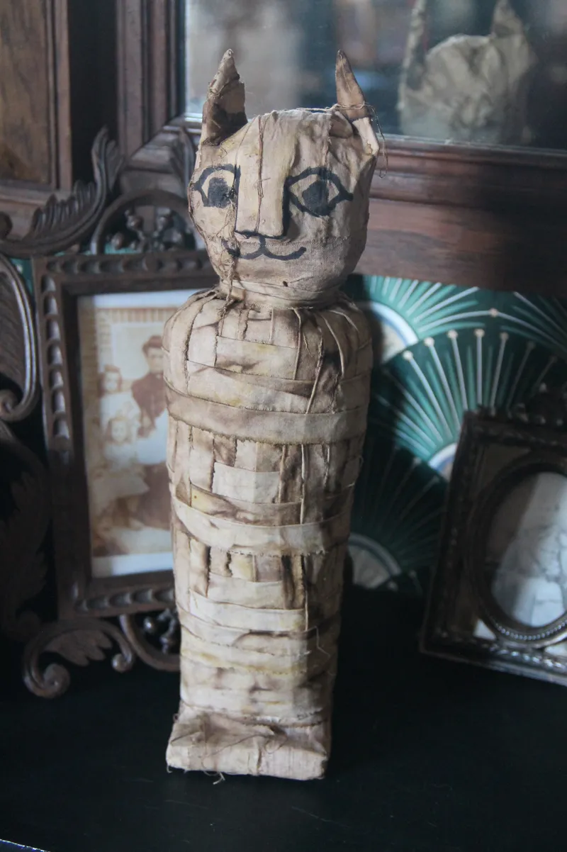 Momie de chat égyptienne, fausse taxidermie, reproduction histoire, handmade gothic home decor