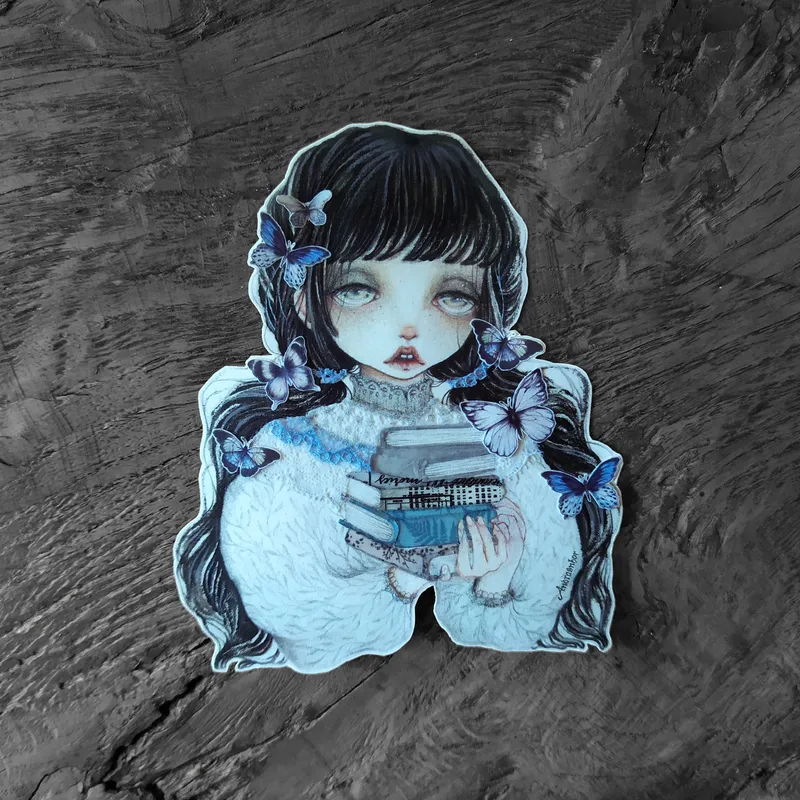 Sticker ~ Poupée avec des livres