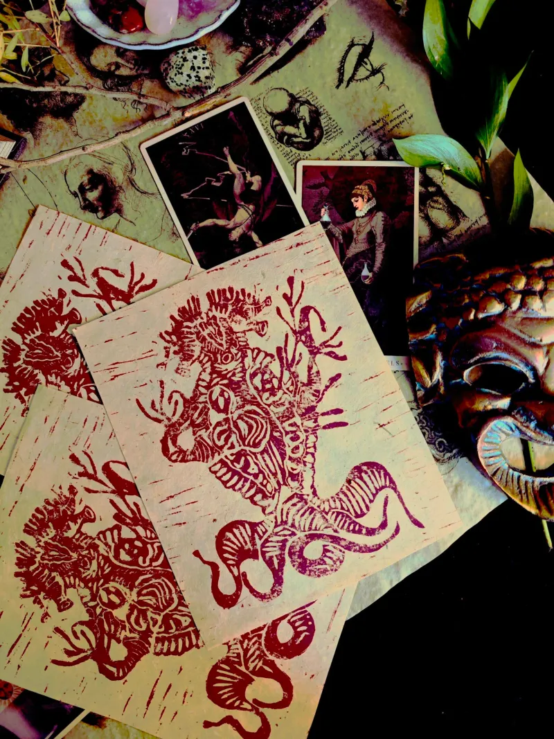 Gravure d'Ancien (Les Montagnes Hallucinées), art gothique original (2)