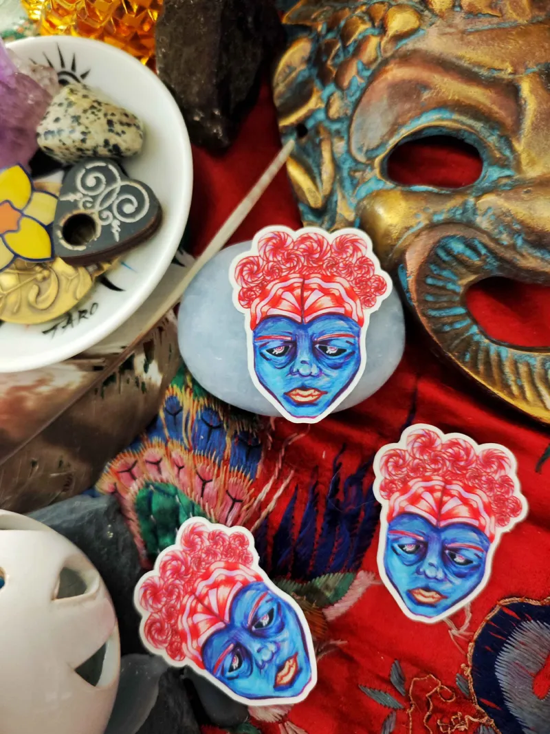 Sticker Voodoo Girl, art gothique original (2)