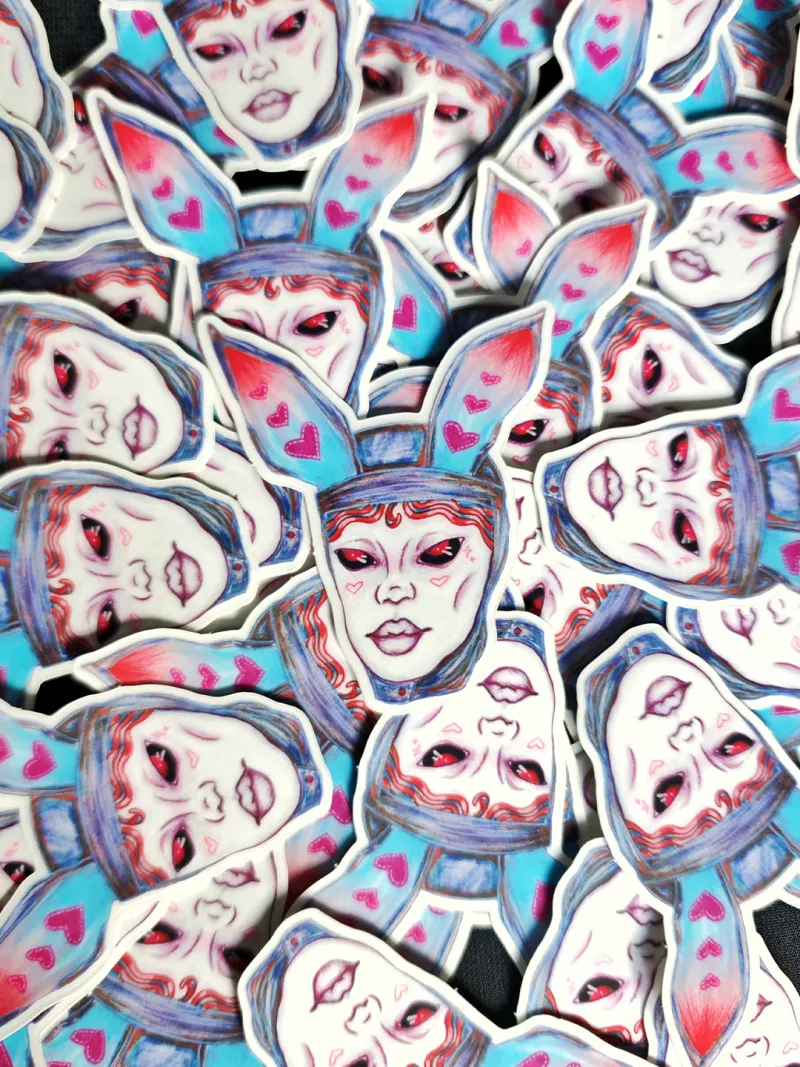 Sticker Bunny, art gothique original