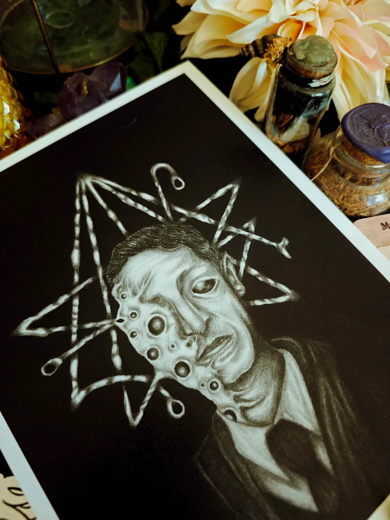 Portrait H. P. Lovecraft (2026), art gothique original (2)