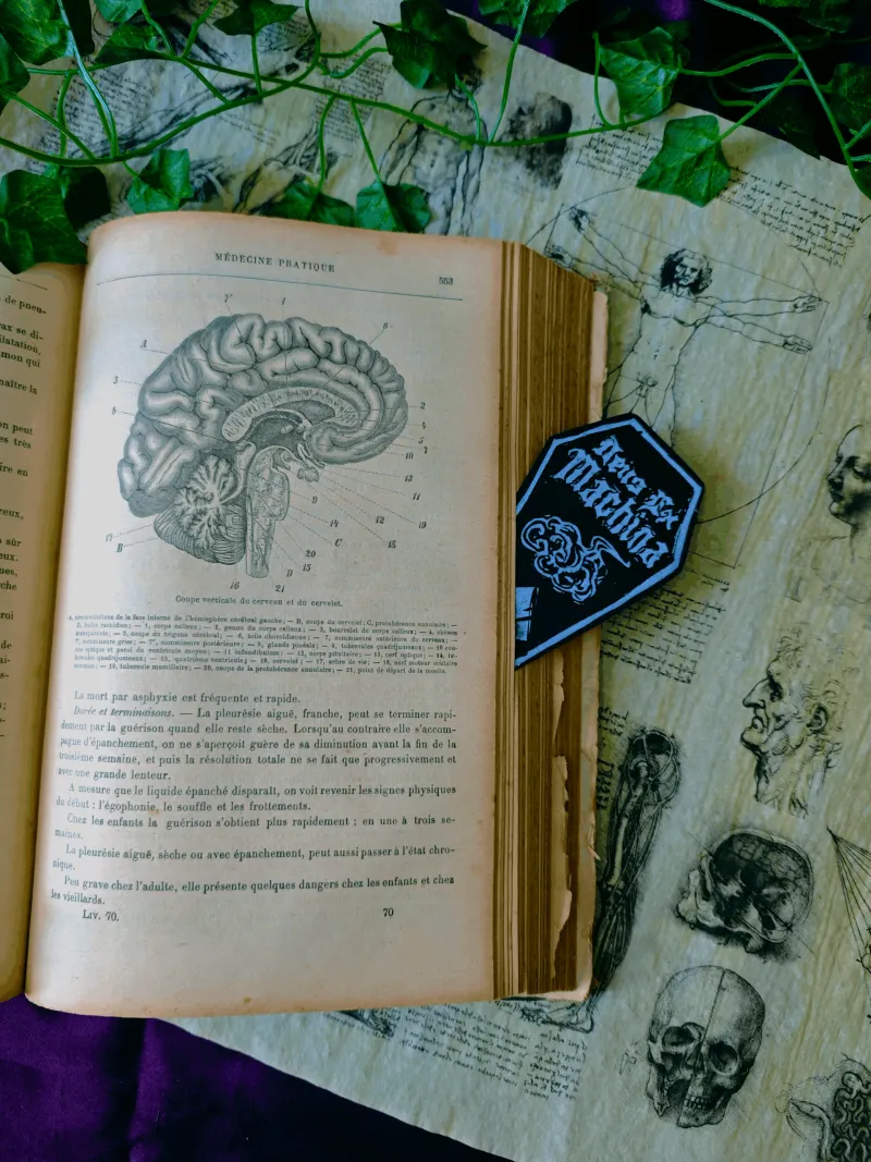 Marque-page cercueil gravure Deus Ex Machina, art gothique original (2)