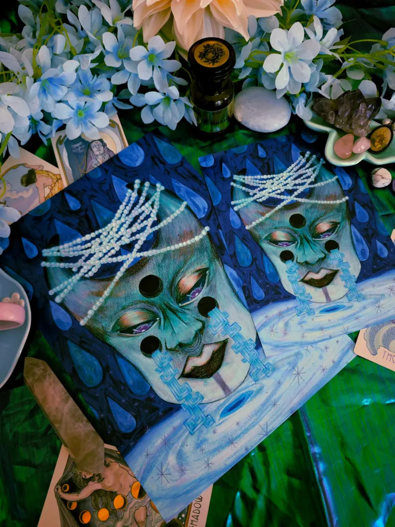 Illustration de déesse maya : Ixchel (La Guérison) - A5, art gothique original