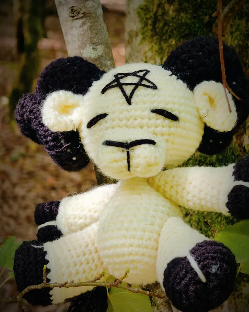 Grand Baphomet Amigurumi, handmade gothic home decor