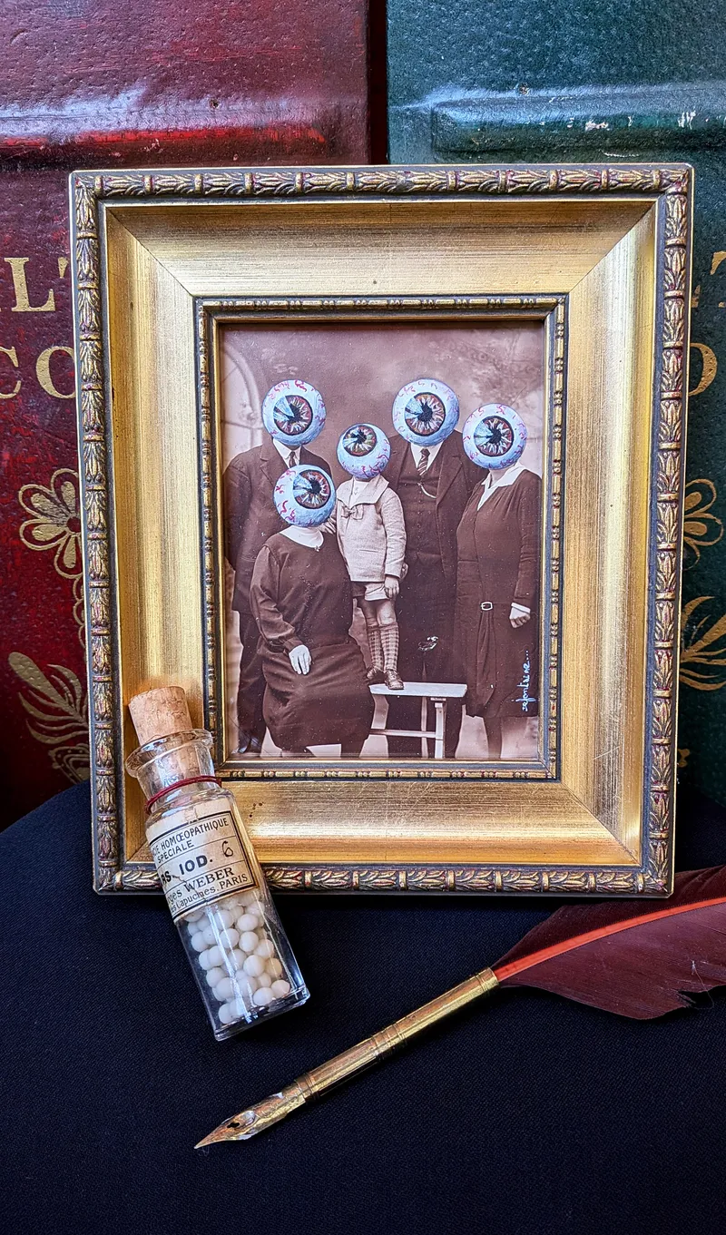Portrait de famille - cabinet de curiosités - surréaliste, handmade gothic home decor