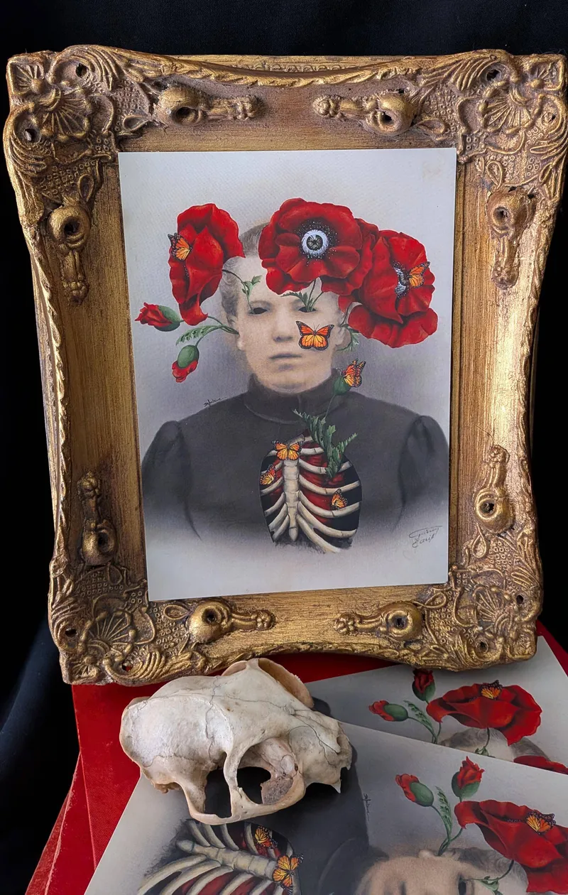 La dame aux Coquelicots - impression A5, original gothic art