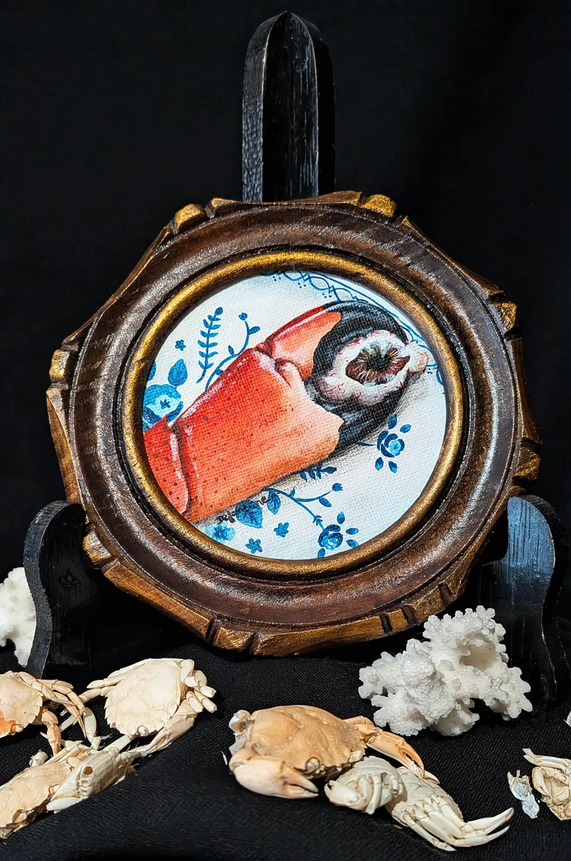 L'œil du crabe - peinture surréaliste, handmade gothic home decor