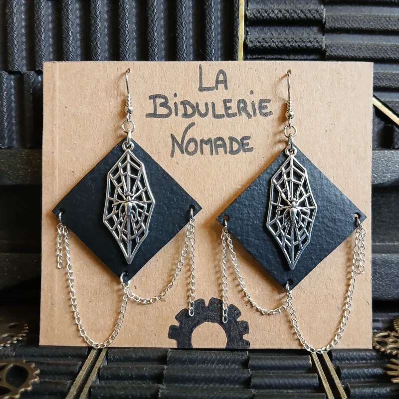 Boucles spider web, bijou gothique fait main