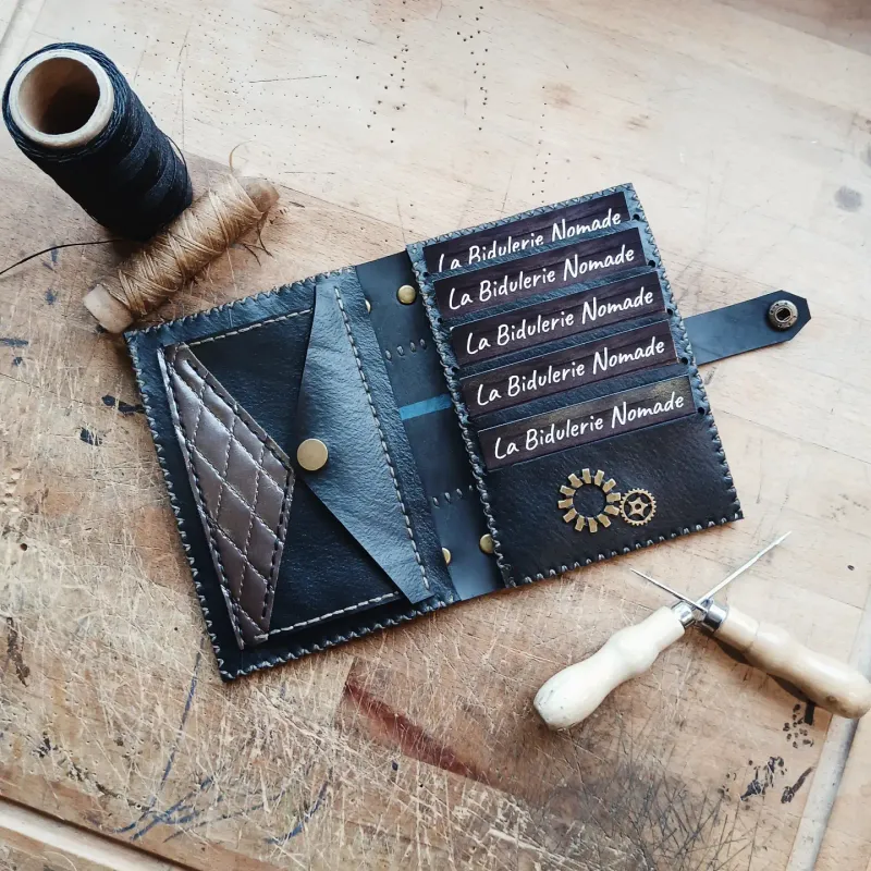 Portefeuille gears n' bronze, accessoire gothique fait main (2)