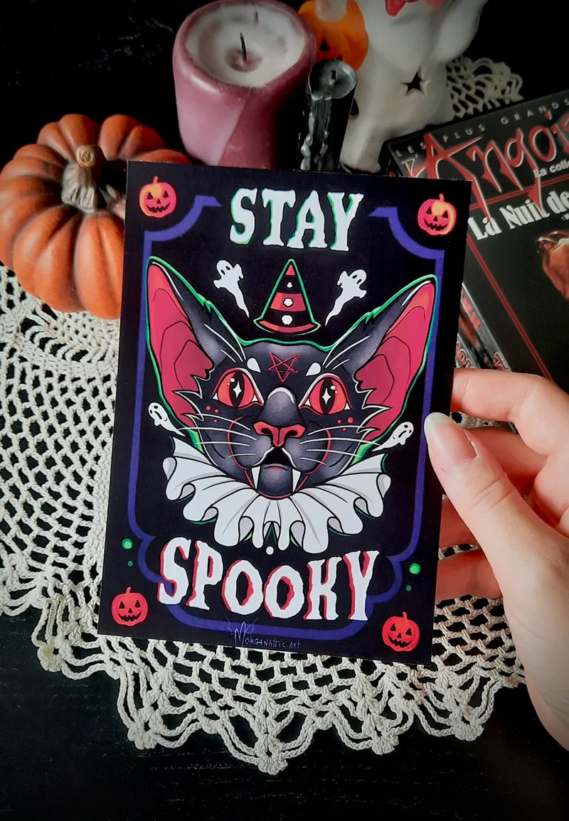 Carte d'Halloween – "Stay Spooky", art gothique original