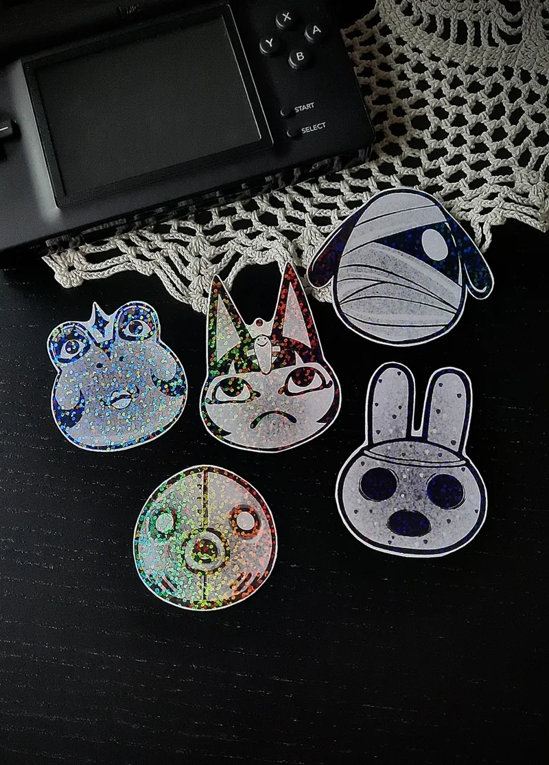 Set de stickers - Animal Crossing creepy villagers, art gothique original