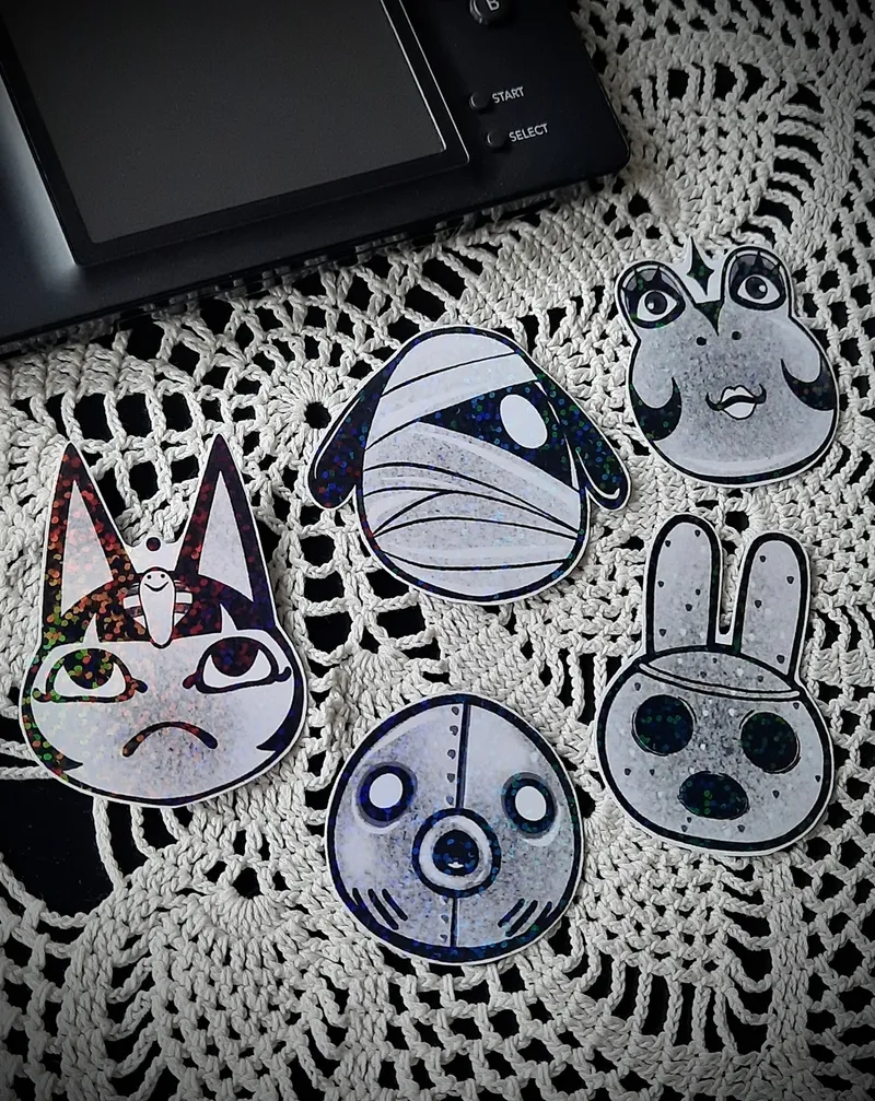 Set de stickers - Animal Crossing creepy villagers, art gothique original (2)