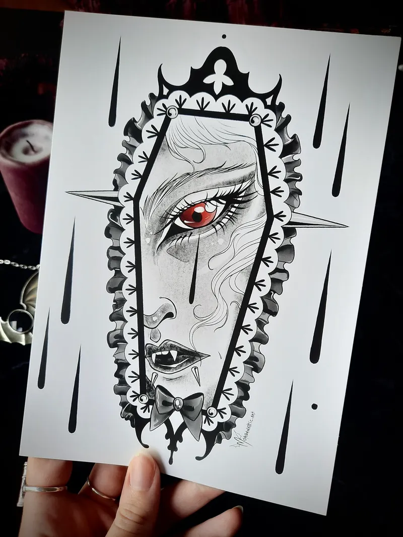 Impression d'art - Vampire Coffin, art gothique original (2)