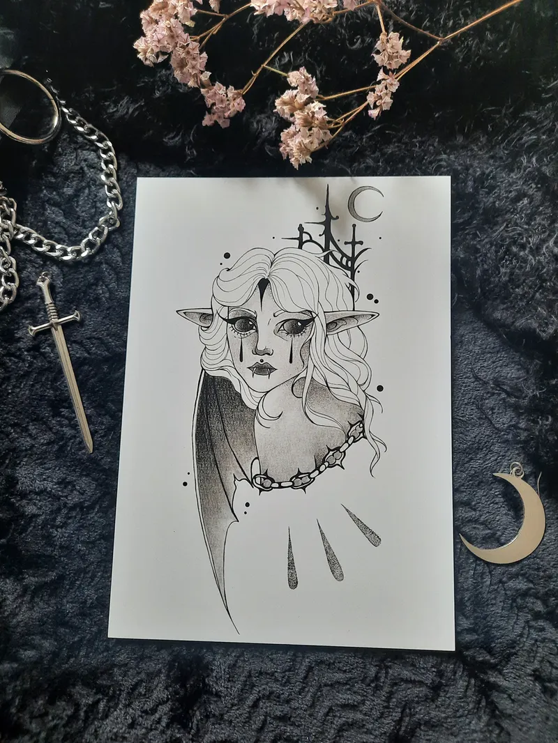 Impression d'art - Crying Vampire, art gothique original