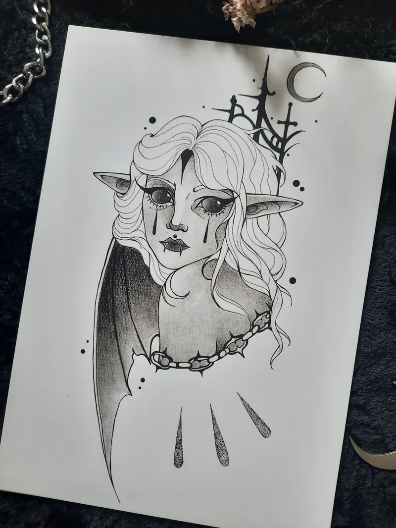 Impression d'art - Crying Vampire, art gothique original (3)