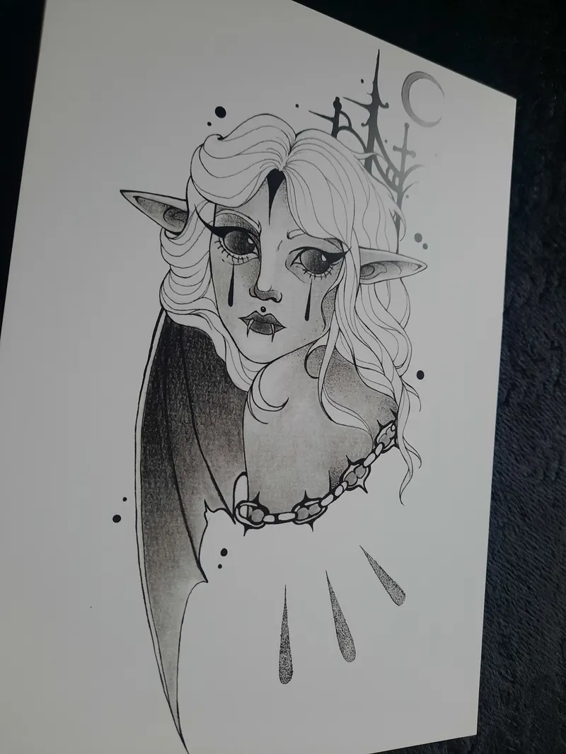 Impression d'art - Crying Vampire, art gothique original (2)