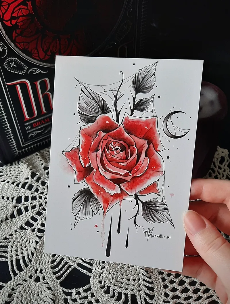 Impression d'art A6 - Bloody Rose, art gothique original