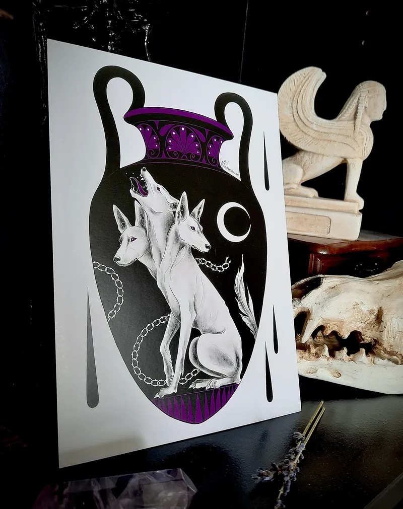 Impression d'art - Vase antique mythologique Cerbère, original gothic art (2)