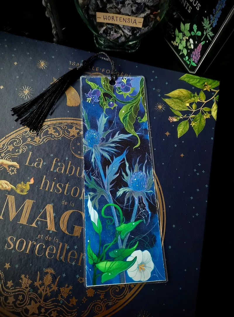 Marque-page "fleurs nocturnes", création gothique faite main (3)