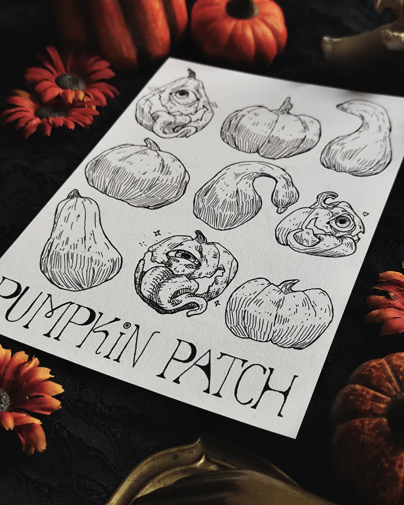 Pumpkin-obake patch, art gothique original (2)
