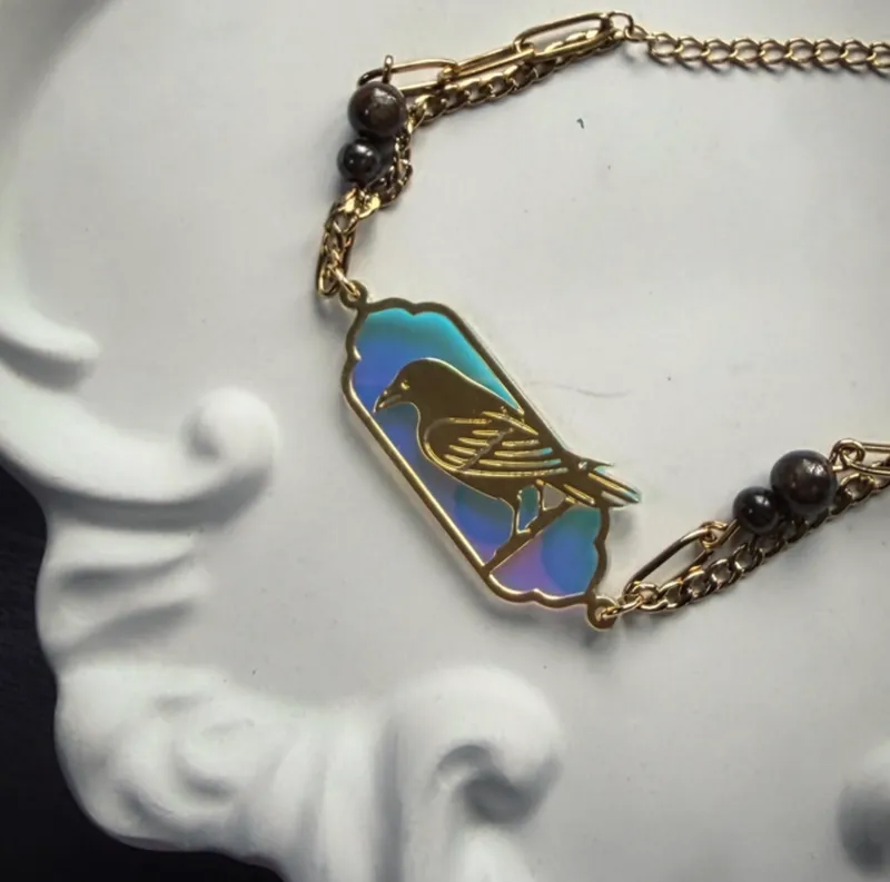 Bracelet DIAVAL pierres de bronzite, bijou gothique fait main