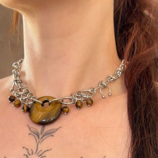Collier ARTÉMIS pierres d’œil de tigre  — 3