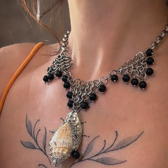 Collier SPARROW pierres d’obsidiennes œil céleste — 3