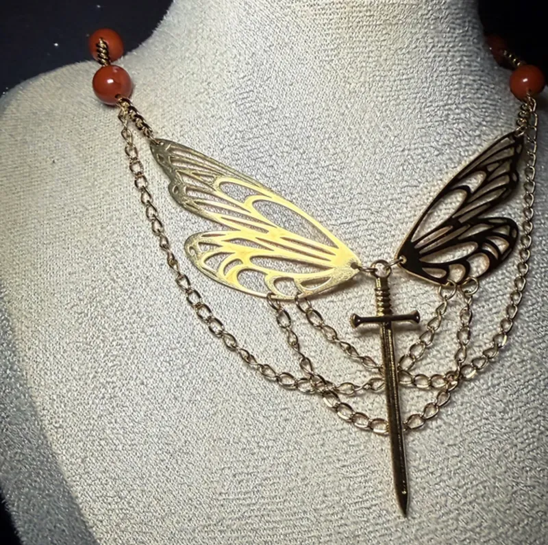 Collier MÉLUSINE pierres de jaspe rouge — 2