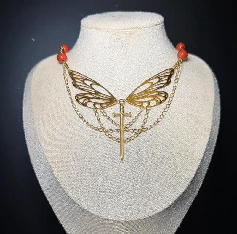 Collier MÉLUSINE pierres de jaspe rouge