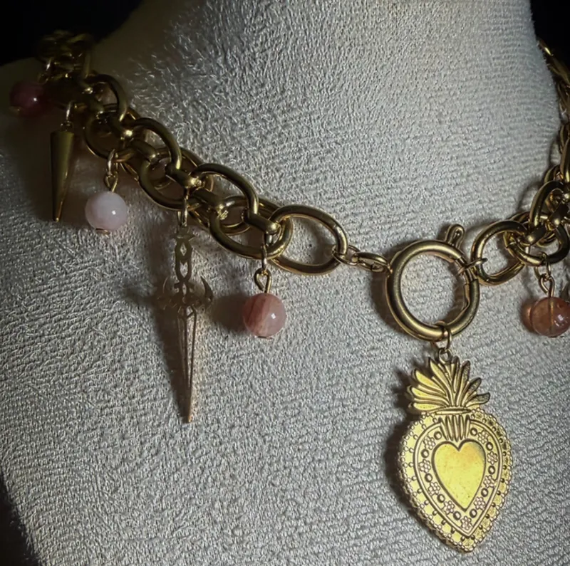 Collier CŒUR SACRÉ pierres de quartz hematoide — 2
