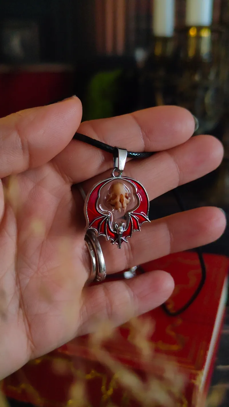 Pendentif Ailes de la nuit (Crâne de Démon, Vampire ou Cœur Anatomique), bijou gothique fait main (2)