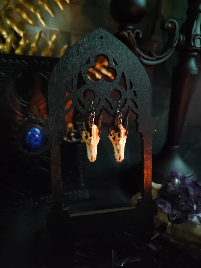 Boucles d'oreilles Crâne de Dragon, bijou gothique fait main