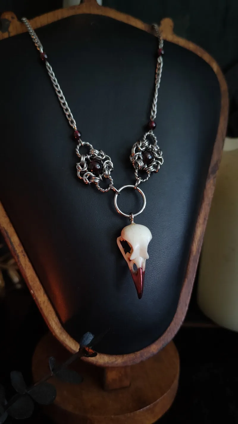 Collier Corbeau et Chainmail en Acier Inoxydable