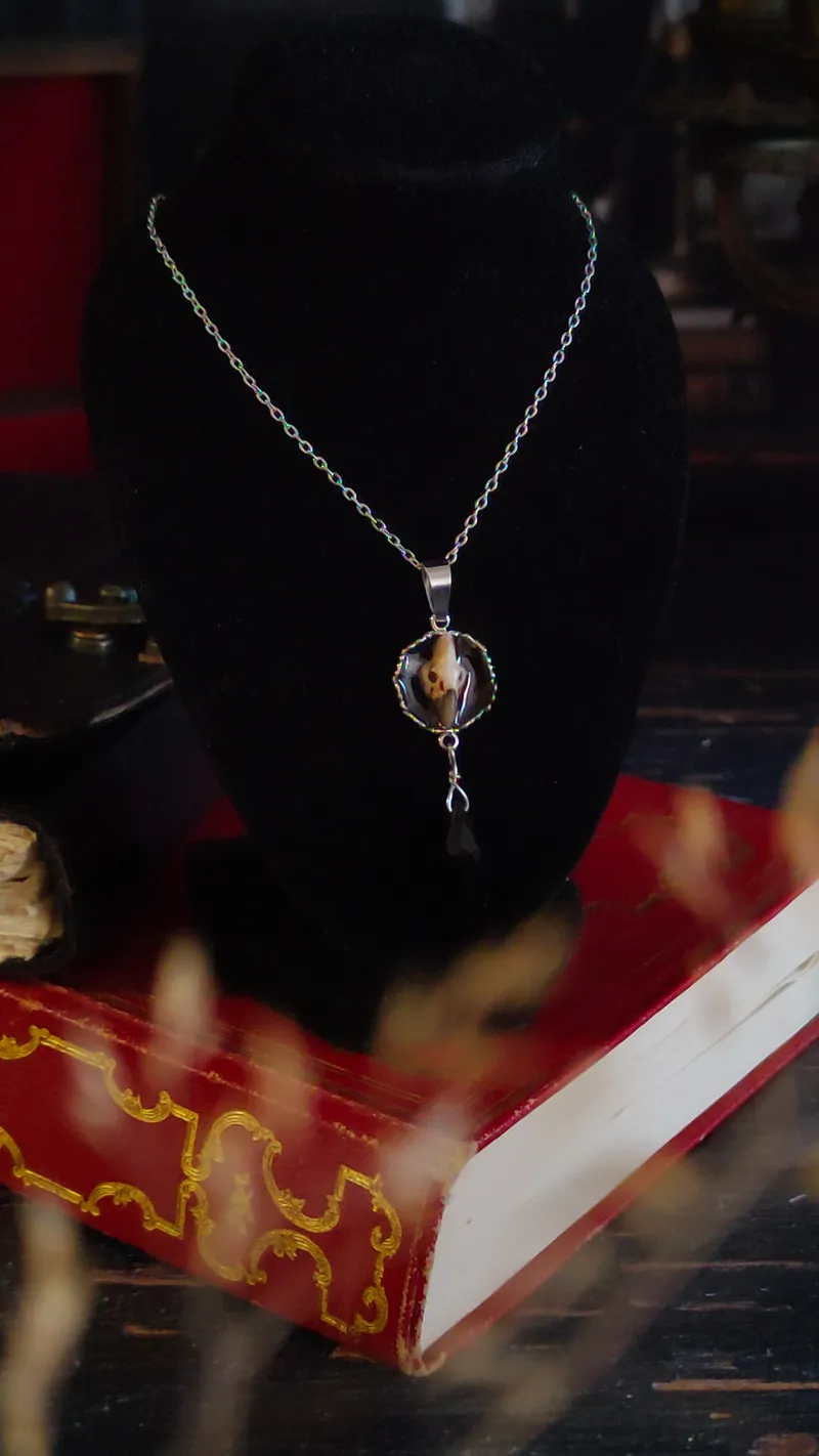 Pendentif Mini Médaillon & Goutte Suspendue (Crâne de Chat, Lion ou Griffon), bijou gothique fait main (3)
