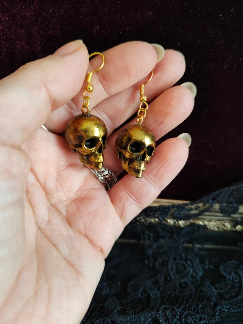 Boucles d'Oreilles Crâne Humain "Memento Mori" — 3