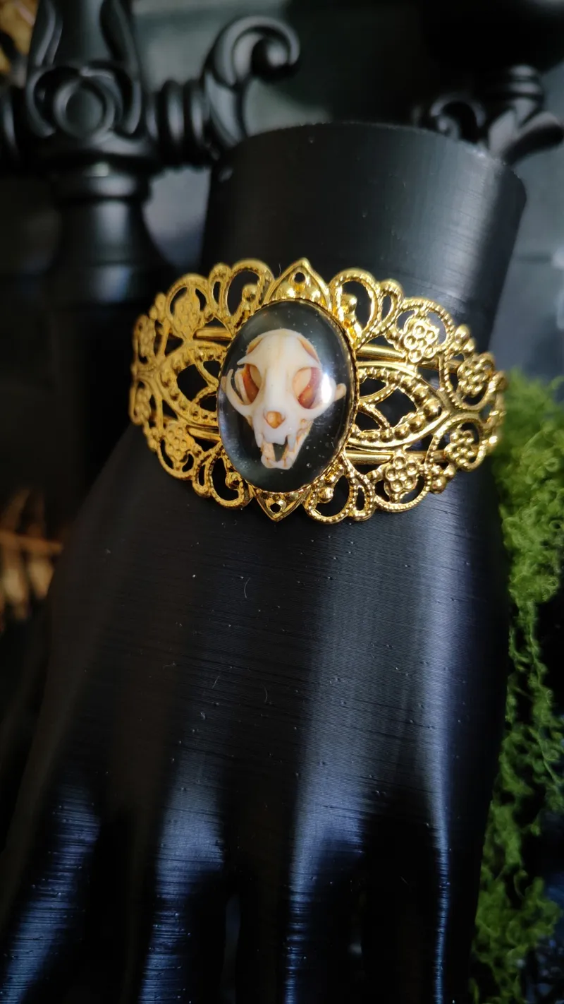 Bracelet Jonc Filigrané Réglable - Métal et Résine — 3