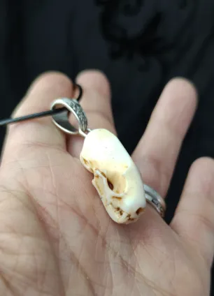 Pendentif Crâne d'Hermine en Résine, handmade gothic jewelry (2)