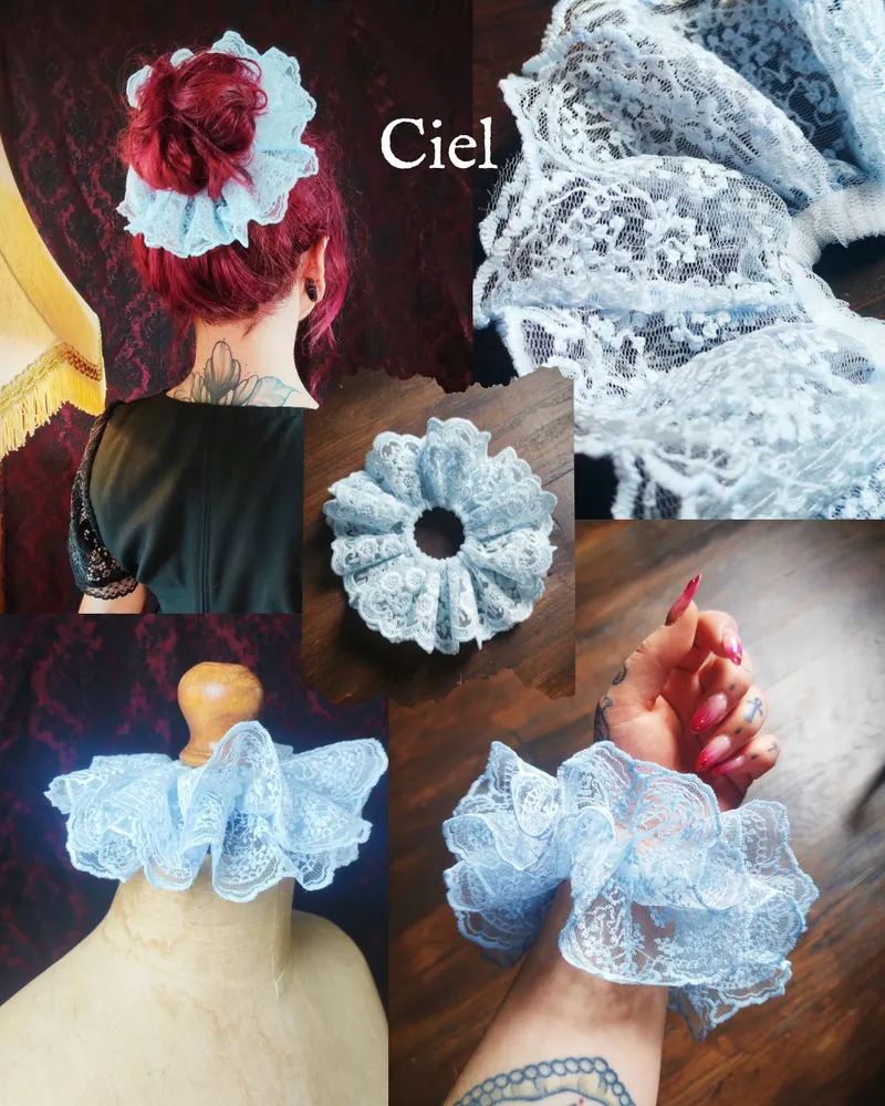Chouchou "Dernière Floraison" (bleu ciel) — 2
